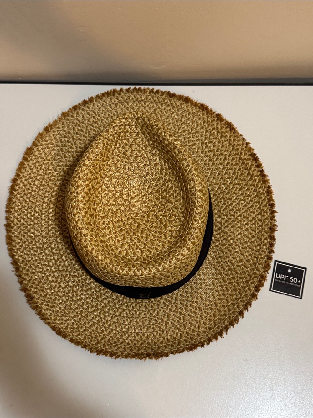 NEW✨NEW✨ Eric Javits Squishee Straw Fedora black ribbon/ subtle “EJ” Logo - Picture 10 of 16